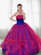 Hand Made Flowers and Ruching Quinceanera Dresses with Strapless