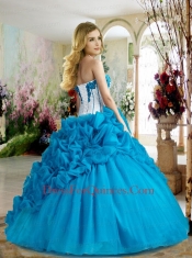 Latest Sweetheart Blue Quinceanera Dresses with Pick Ups and Appliques For 2014