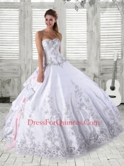 Luxurious Embroidery Quinceanera Dress in White For 2014