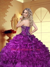 Luxurious Strapless Appliques and Ruffles Quinceanera Dresses in Purple