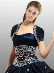 New Arrival Appliques Navy Blue 2014 Quinceanera Dress