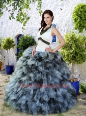 New Style White and Black Quinceanera Dress with Ruffles For 2014