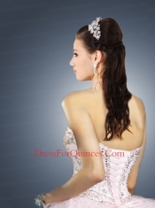 Newest Sweetheart Pink Quinceanera Dresses with Beading and Sequins