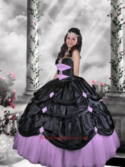 Remarkable Sweetheart Beading Black and White Quince Dresses