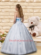 Simple Strapless Satin and Tulle Quinceanera Gowns with Appliques
