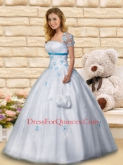 Simple Strapless Satin and Tulle Quinceanera Gowns with Appliques