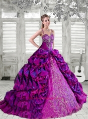 Spaghetti Straps Appliques and Pick-ups Quinceanera Dress