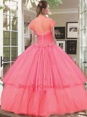 Strapless Beaded Decorate Bodice Quinceanera Dress in Baby Pink