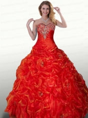 Sweetheart Appliques and Pick-ups Quinceanera Dresses in Red