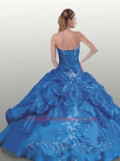 The Super Hot Strapless Blue Quinceanera Dress with Appliques and Pick-ups