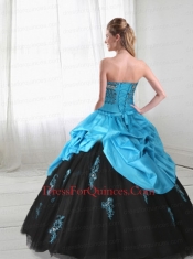 Wonderful Aque Blue Sweetheart Sweet 15 Dress with Beading and Pick Ups