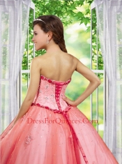 2014 Beautiful Beading and Appliques Dress in Fuchsia for Quinceanera