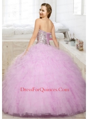 2015 Beautiful Sweetheart Beaded and Ruffled Quinceanera Dress in Lilac