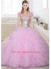 2015 Beautiful Sweetheart Beaded and Ruffled Quinceanera Dress in Lilac