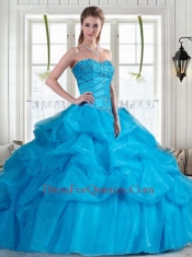 2014 Brand New Baby Blue Quinceanera Dresses with Beading and Pick-ups