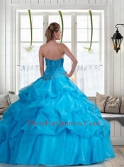 2014 Brand New Baby Blue Quinceanera Dresses with Beading and Pick-ups