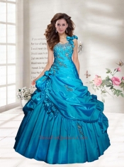 2014 Customize One Shoulder  Appliques Quinceanera Dress in Red