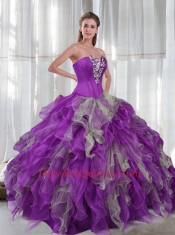 2014 Fashionable Appliques and Ruffles Sweet 16 Dresses in Multi-color