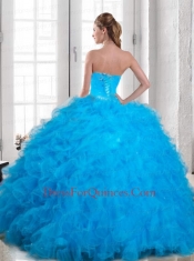 2015 Luxurious Sweetheart Beading and Ruching Pink Quinceanera Dresses