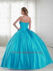 2014 New Style Sweetheart Aqua Blue Quinceanera Gown with Hand Made Flower and Beading