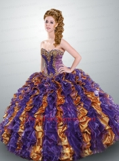 2014 Popular Strapless Muti-color Quinceanera Dresses with Ruffles