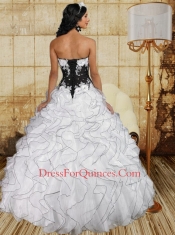 2014 Ruffles and Appliques Quinceanera Dresses in White and Black