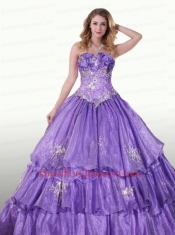 2015 Appliques and Beading Sweetheart Quinceanera Dresses in Purple