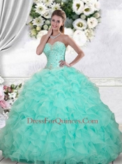 2015 Exquisite Ball Gown Rose Pink Quinceanera Dresses with Beading and Ruffles