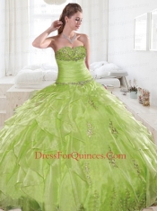 2015 Exquisite Green Quinceanera Dresses with Appliques and Pick Ups 2015 Exquisite Green Quinceanera Dresses with Appliques and Pick Ups
