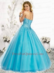 2015 Fashionable Beading and Sequins Blue Quinceranera Dress