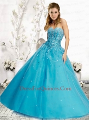 2015 Fashionable Beading and Sequins Blue Quinceranera Dress