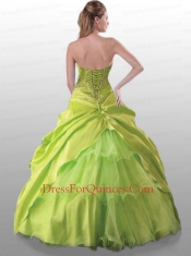 2015 Gorgeous Sweetheart Yellow Green Quinceanera Dresses with Beading