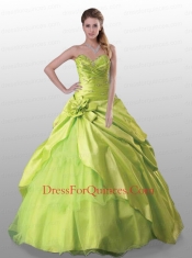 2015 Gorgeous Sweetheart Yellow Green Quinceanera Dresses with Beading