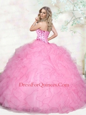 2015 Romantic Sweetheart Quince Dress with Beading and Ruffles