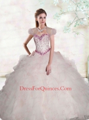 2015 Romantic Sweetheart Quince Dress with Beading and Ruffles