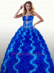 2015 Strapless Beaded Decorate Quinceanera Dresses with Ruffles