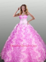 2015 Strapless Beaded Decorate Quinceanera Dresses with Ruffles