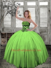 2015 Strapless Beaded Decorate Quinceanera Gown in Spring Green