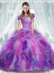 2015 Sweetheart Multi-color Quinceanera Dress with Beading and Ruffles