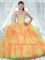 2015 Sweetheart Multi-color Quinceanera Dress with Beading and Ruffles