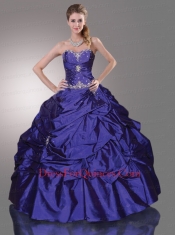 Appliques Sweetheart Taffeta 2015 Sweet 16 Dress with Pick-ups