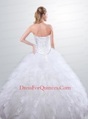 Appliques Sweetheart Tulle Quinceanera Gown in Baby Pink