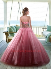 Beaded Decorate Bodice Halter Top Quinceanera in Rose Pink