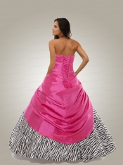 Brand New Sweetheart Hot Pink Quinceanera Dresses with Beading and Hand Made Flowers