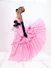 Cheap Bowknot and Ruching Taffeta Sweet 16 Dress in Pink