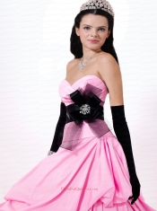 Cheap Bowknot and Ruching Taffeta Sweet 16 Dress in Pink