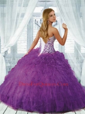2015 Classical Hot Pink Quinceanera Dress with Beading and Ruffles