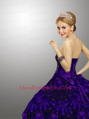 Customize Sweetheart Fuchsia Quince Dress with Beading and Ruffles for 2015