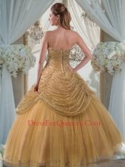Discount Ball Gown Sweetheart Floor-length Gold Quinceanera Gowns