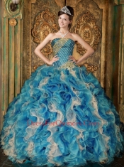 Discount Ruffles and Beading Quinceanera Dress in Multi-color